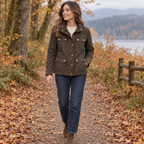 J. Crew Jackets & Blazers - J.Crew Downtown Field Jacket Women's S Mossy Brown Waxed Cotton Utility 19034